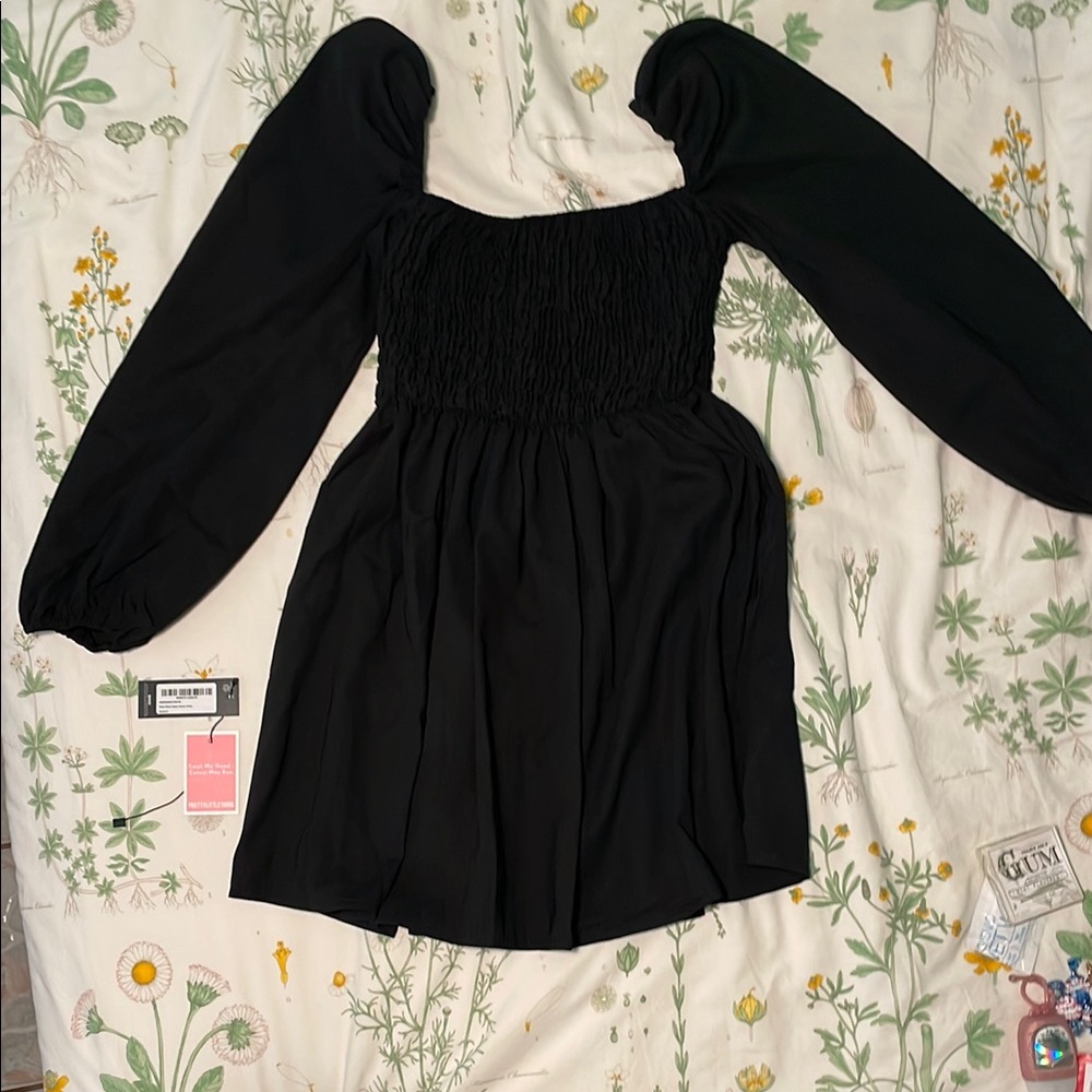 Petite Black Detail Smock Dress